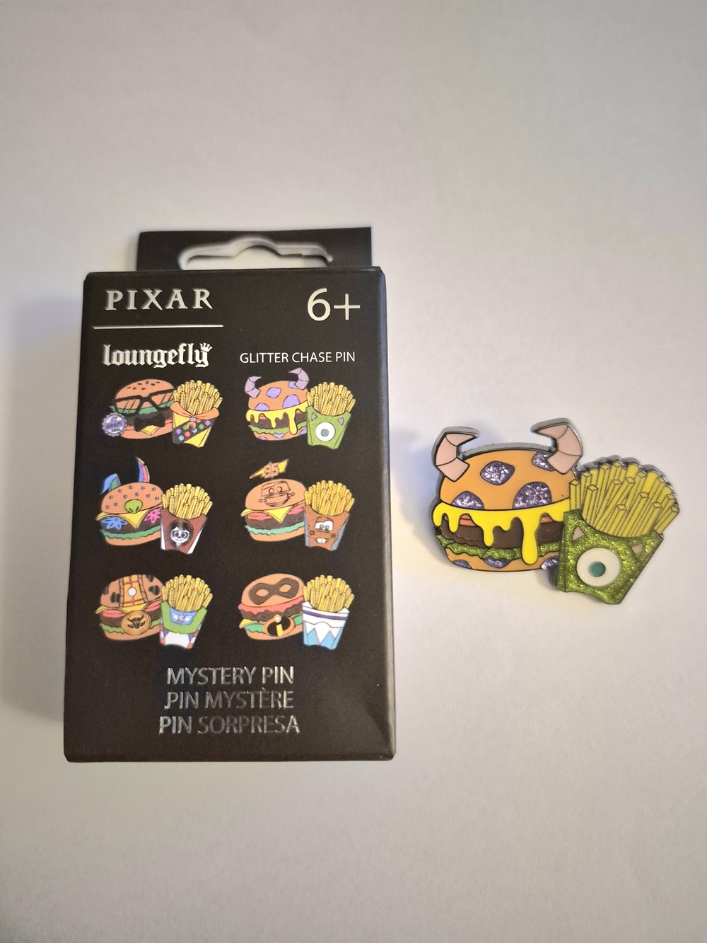 Pixar Loungefly Glitter Burger & Fries Mystery Pin - Yellow & Green
